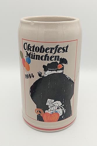 Munich Oktoberfest beer mug 1984 seventh year issue signed 1 liter Germany