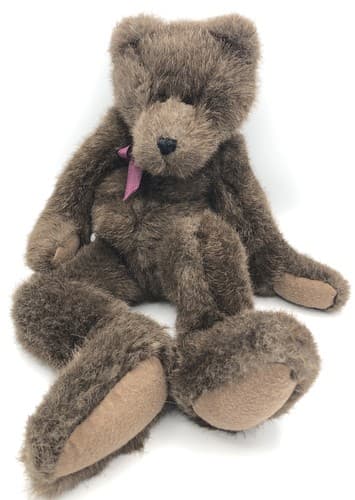 The Boyds Collection 1985-95 Brown 14 Inch Jointed Teddy Bear Bead Filled Bowtie