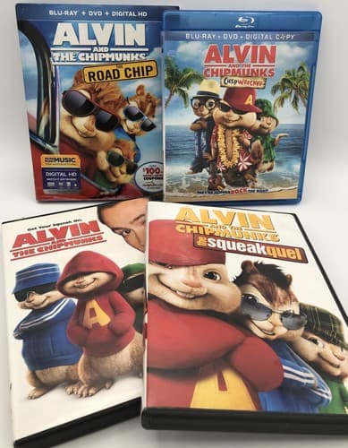 Alvin and the Chipmunks Blu-ray DVD LOT Squeakquel Chipwrecked Road Chip TESTED