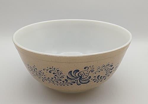 Pyrex Homestead 403 Brown Tan Blue 2.5qt Mixing Bowl 
