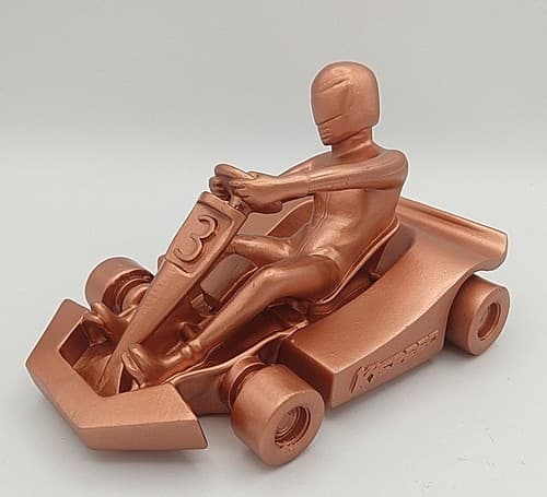 K1-Speed Go-Kart Racing 3rd Place Trophy Shelf Sitter Bronze Ceramic Decoration