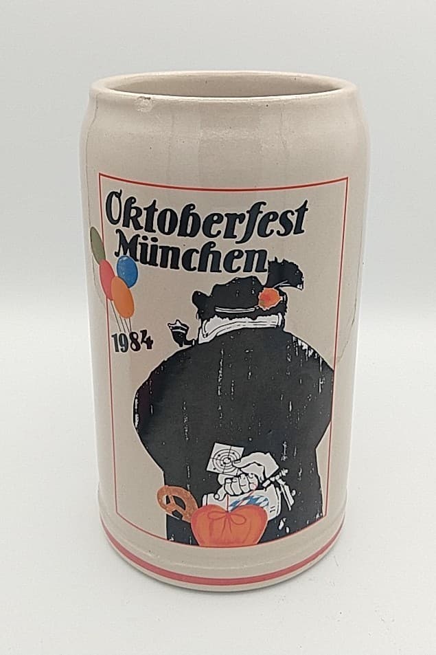 Munich Oktoberfest beer mug 1984 seventh year issue signed 1 liter Germany