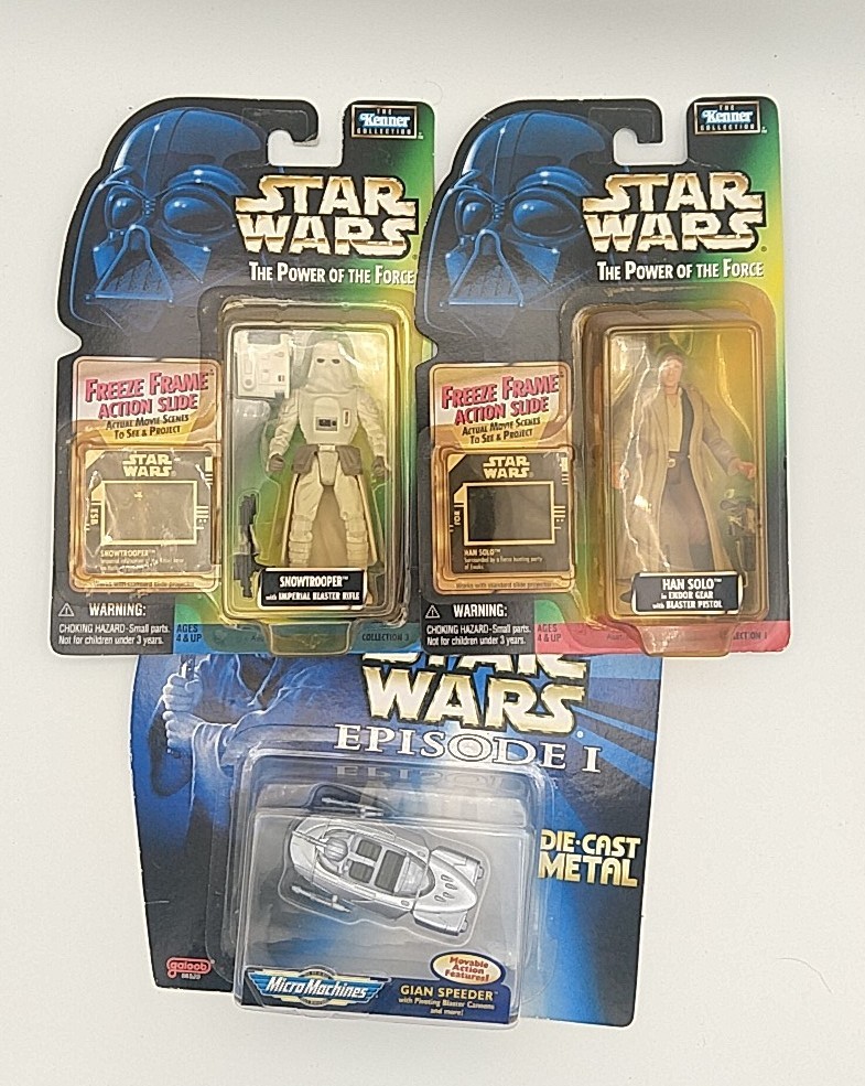 Kenner Star Wars LOT Power Of The Force Action Figure + Micro Machine Speeder