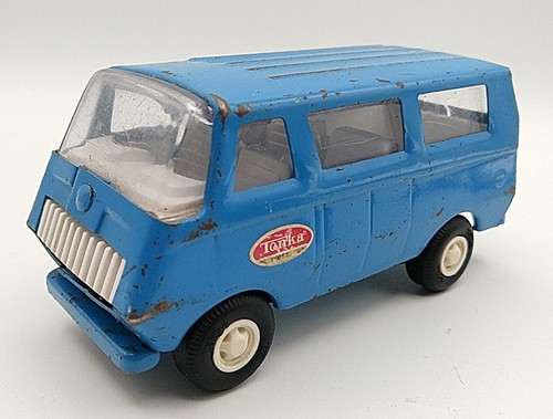 Vintage 1970s Tonka Pressed Steel Blue Window Van Toy GC 04