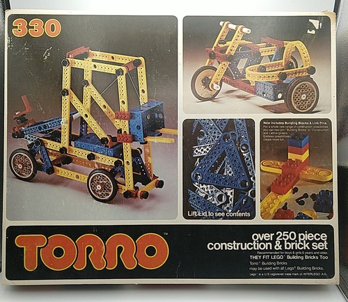 Vintage Torro #330 Building Bricks & Wheel Set in Original Box