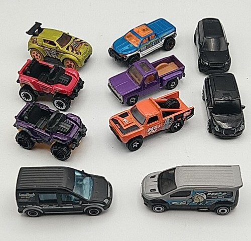Vintage Assorted Die Cast Hot Wheels Lot Of 10 Trucks And Vans