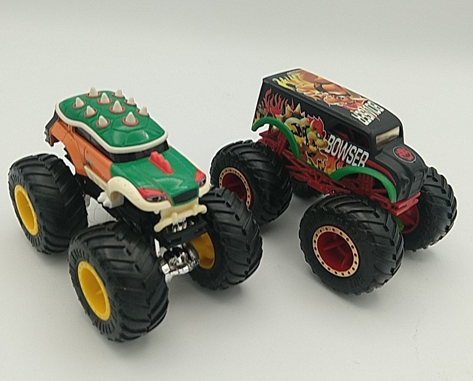 Hot Wheels Super Mario Bowser Monster Truck 4/4, 1:64, LOT of 2