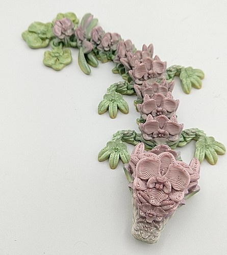 3D Printed Lotus Flower Dragon Mystical Articulating 7 Inch Multicolor